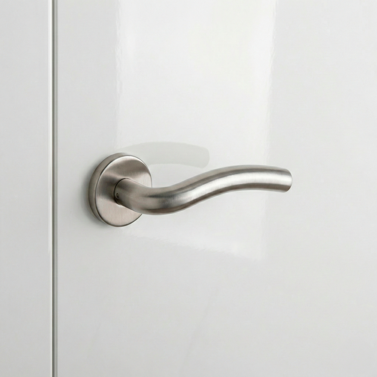 Maniglia Ares con rosetta tonda in acciaio inox per porte