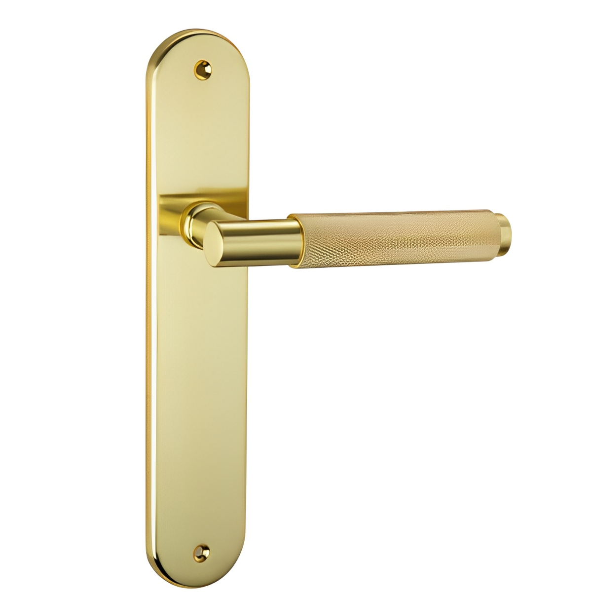 Maniglia con placca ovale in zama 48x250 mm in ottone satinato per porte