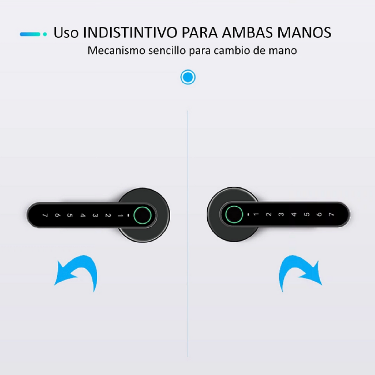 Maniglia elettronica con rosetta tonda, finitura grigia, con impronta digitale, PIN e Bluetooth