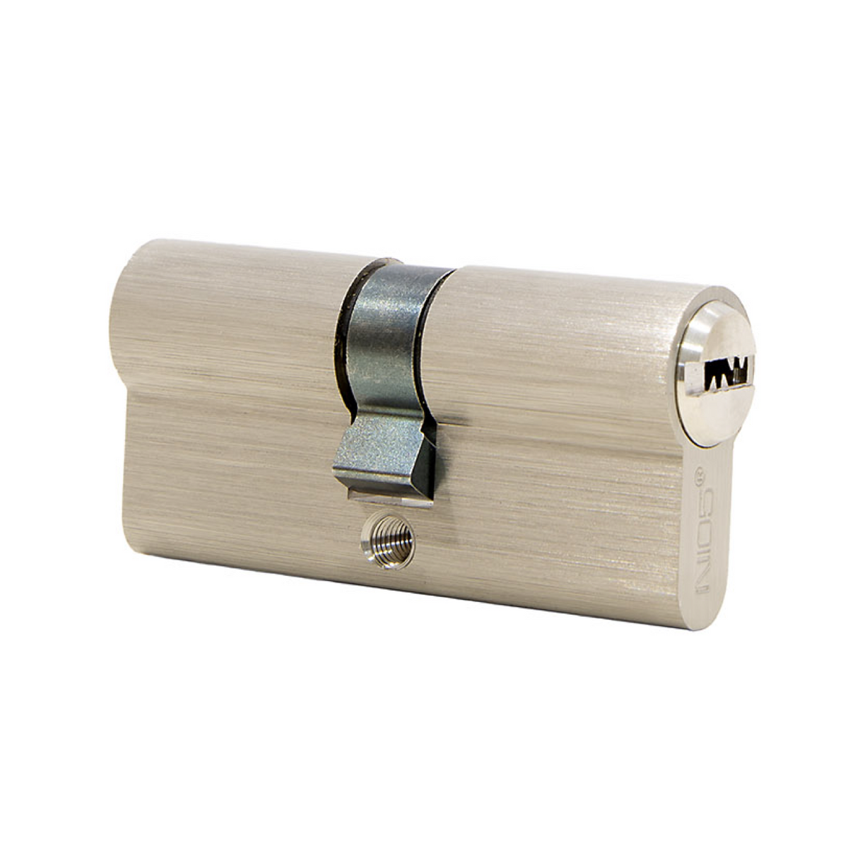 Cilindro serratura 30x30 nichelato di sicurezza media con camma lunga per porte