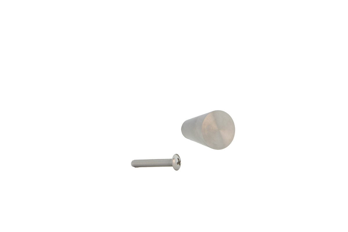 Pomolo in acciaio inossidabile di 3 cm di altezza a forma di cono, ideale per ante di armadi