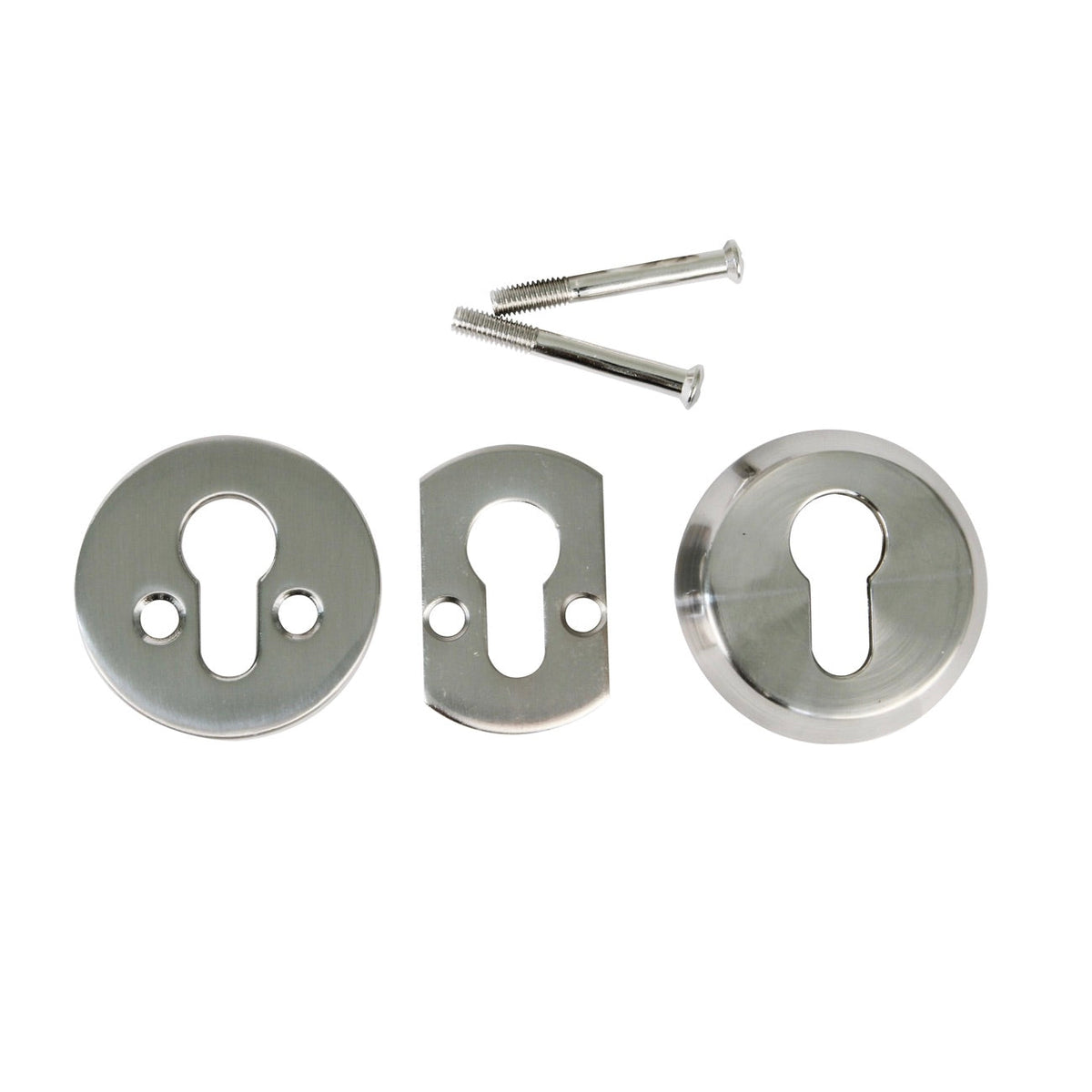 Defender di sicurezza nichelato con cilindro a vista per porte di spessore superiore a 40 mm