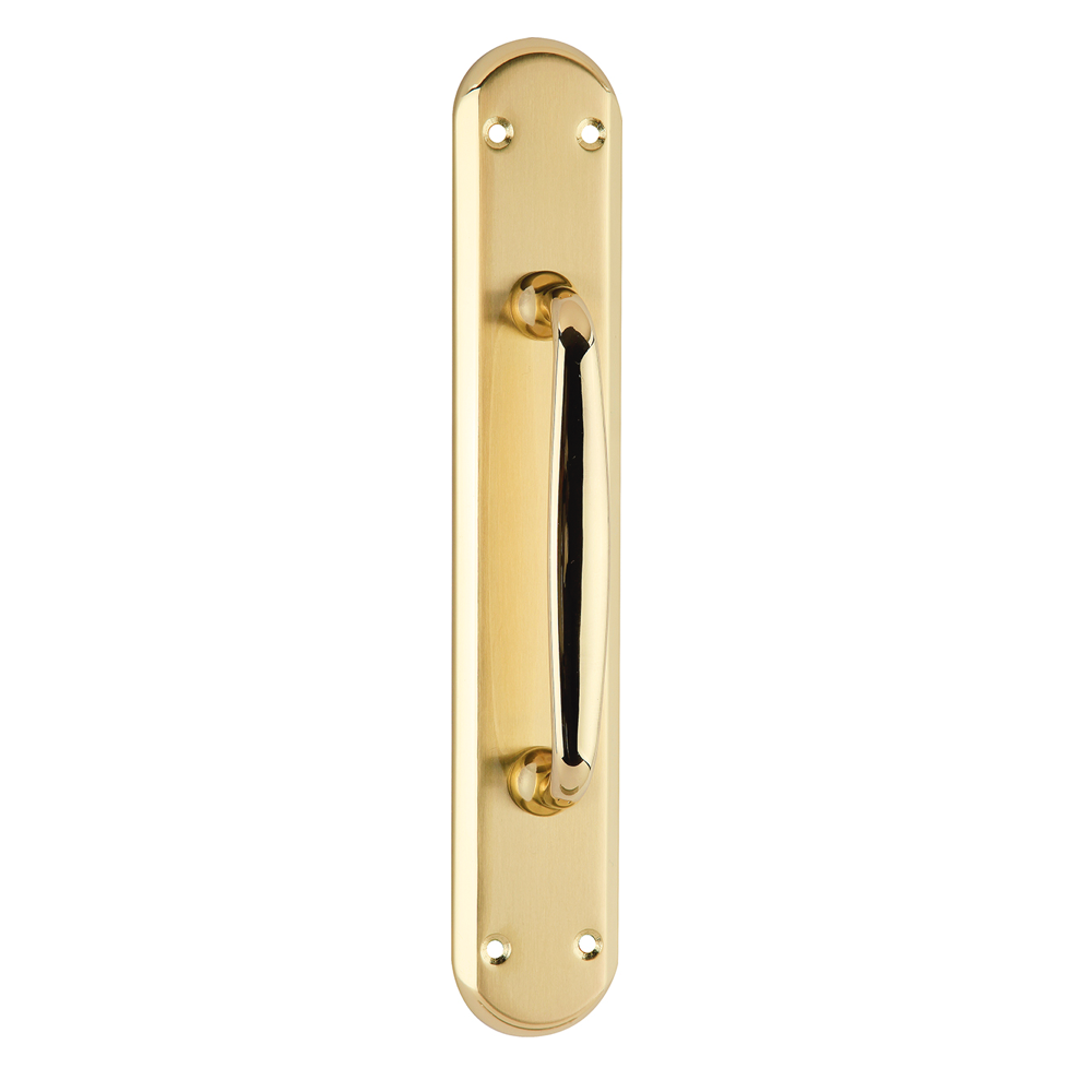 Maniglione con placca ovale in finitura oro satinato modello 890 per porte