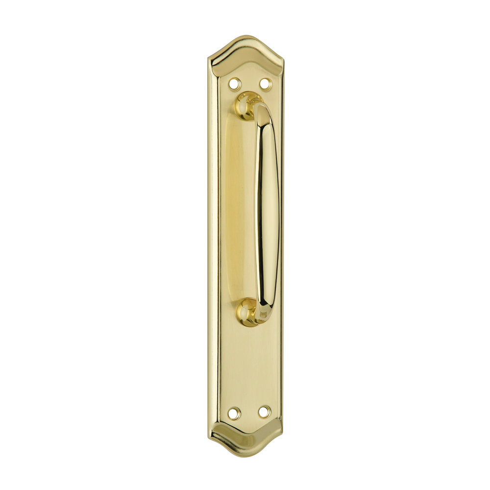 Maniglione con placca curva in finitura oro satinato modello 884