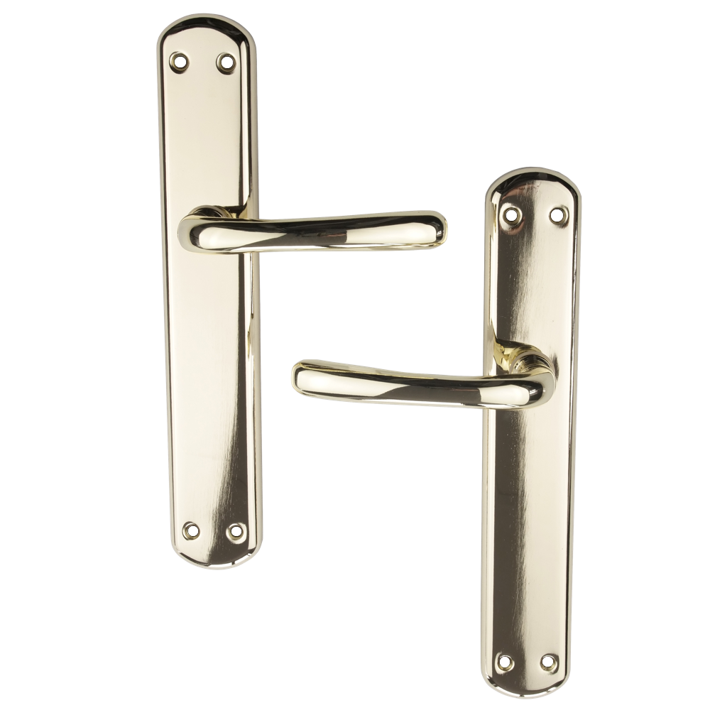 Maniglia modello '6501' in zama finitura oro lucido con placca ovale per porte