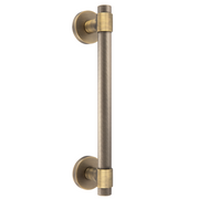 Maniglione zigrinato in zamak con rosetta tonda Ø52 mm finitura cuoio per porte