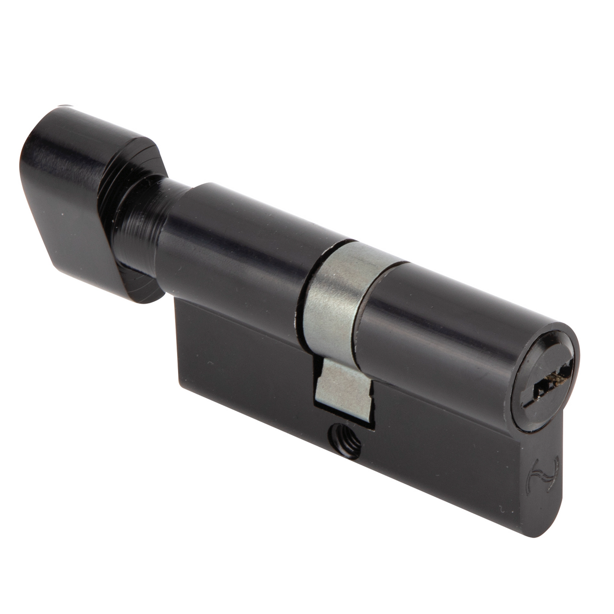 Cilindro di sicurezza nero con pomolo e chiave a punti 30x30