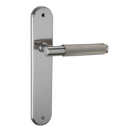 Maniglia con placca ovale da 250x48 mm in zama nichel satinato per porte da interno