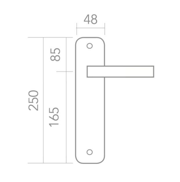 Manilla con placa ovalada de aluminio níquel satinado 250x48 mm para puertas