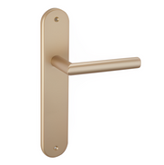Maniglia con placca ovale da 250x48 mm in ottone opaco per porte