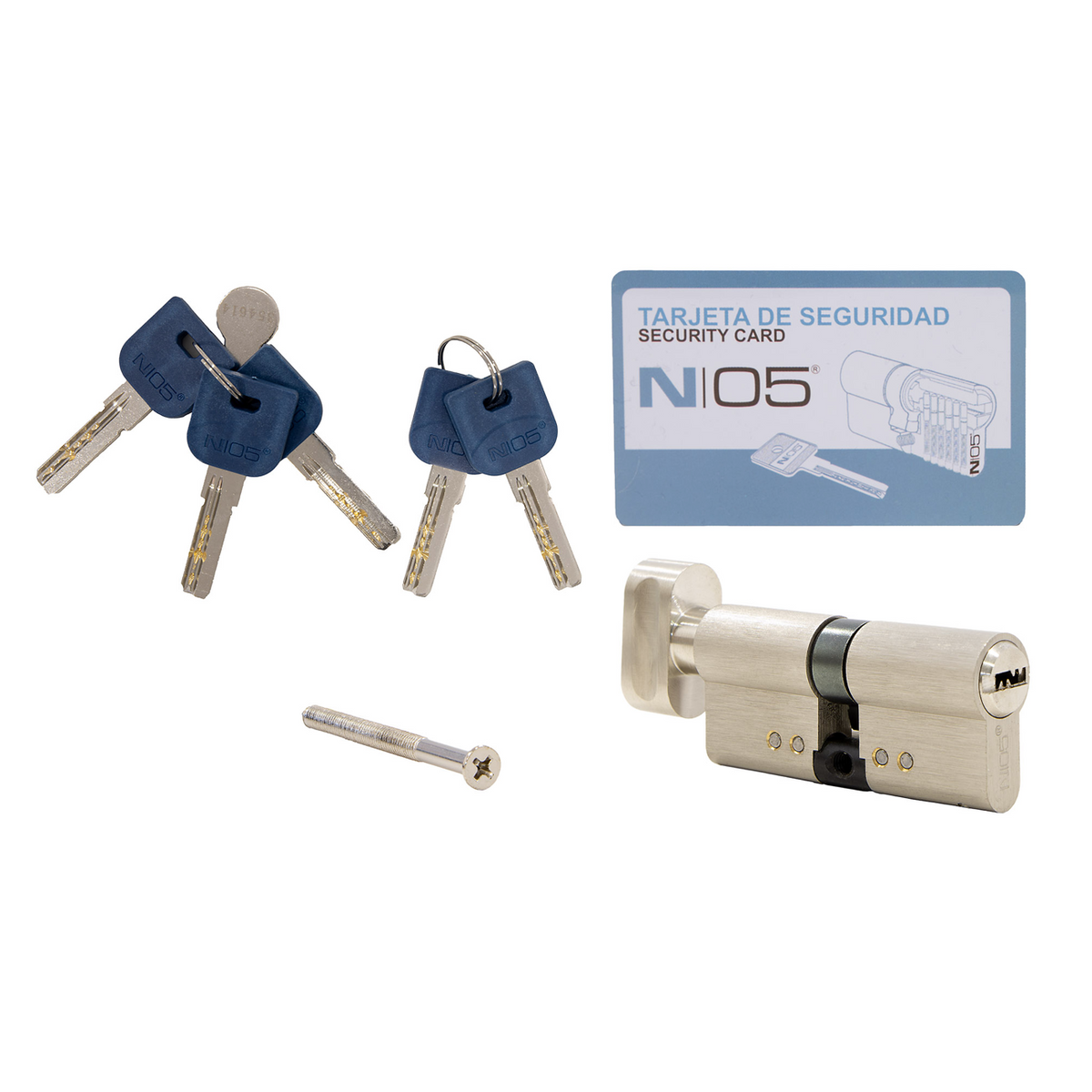 Cilindro di sicurezza 30x30 nichelato con pomolo per porte
