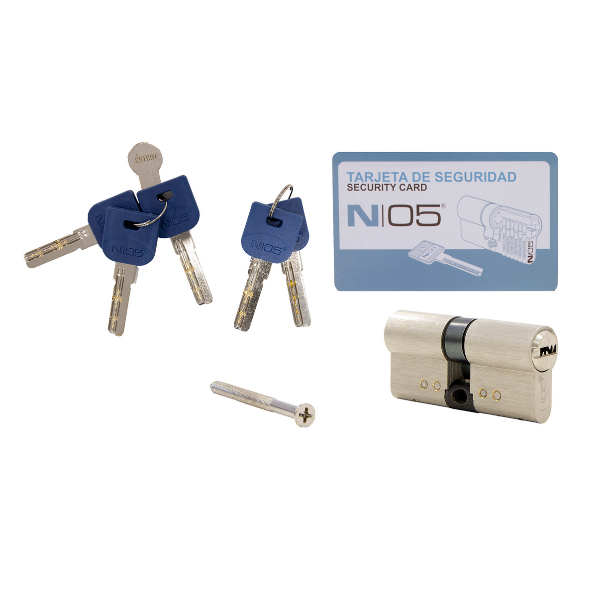 Cilindro di sicurezza 30x30 nichelato ad alta sicurezza con camma lunga per porte