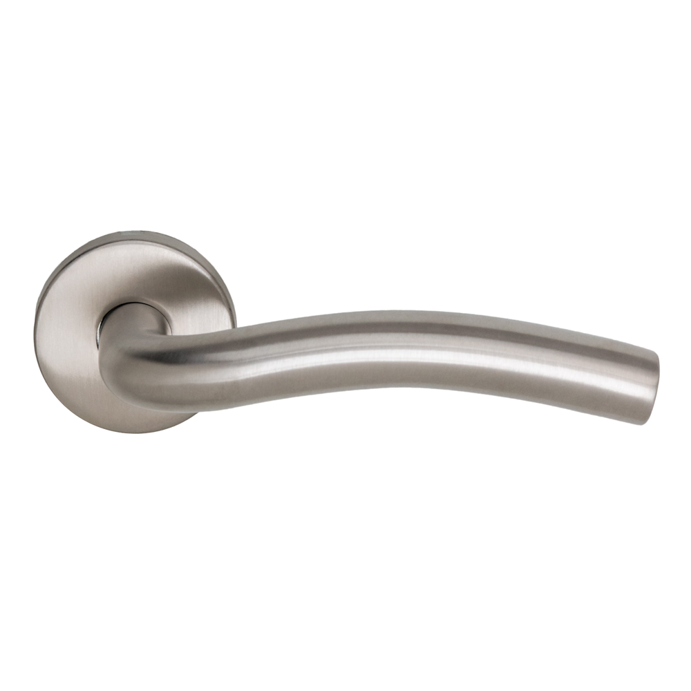 Maniglia Ares con rosetta tonda in acciaio inox per porte