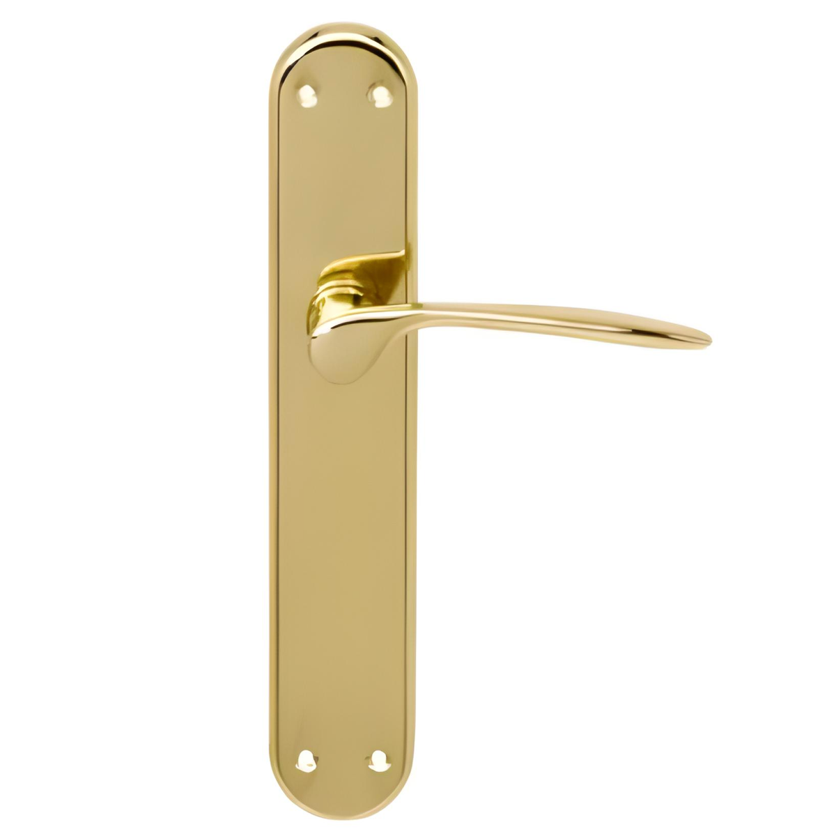 Maniglia con placca ovale in ottone finitura dorata modello Pep per porte