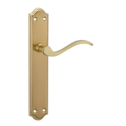 Maniglia modello '1101' con placca ovale finitura dorata satinata per porte