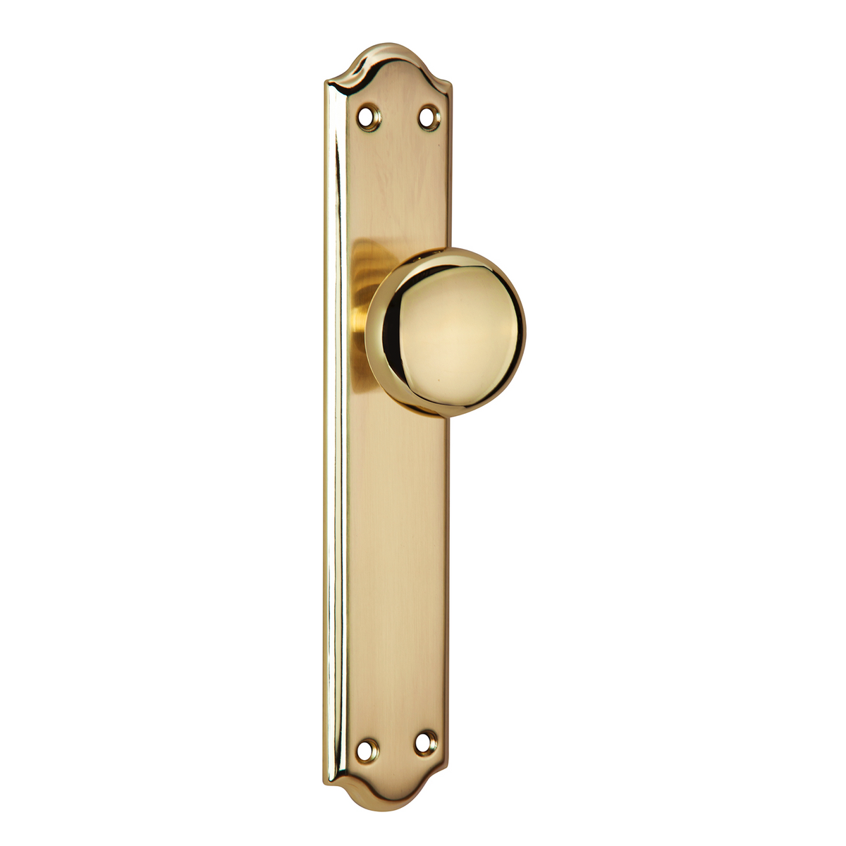Maniglione con pomolo e placca curva in finitura oro satinato modello 1108 per porte