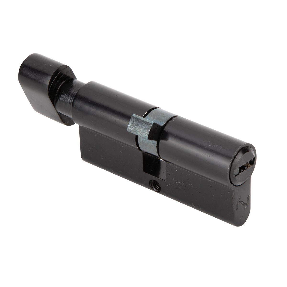 Cilindro di sicurezza nero con pomolo e chiave piatta 35x35