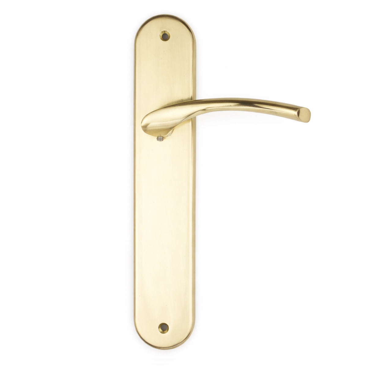 Maniglia in zama modello '556' con placca ovale in finitura oro satinato per porte