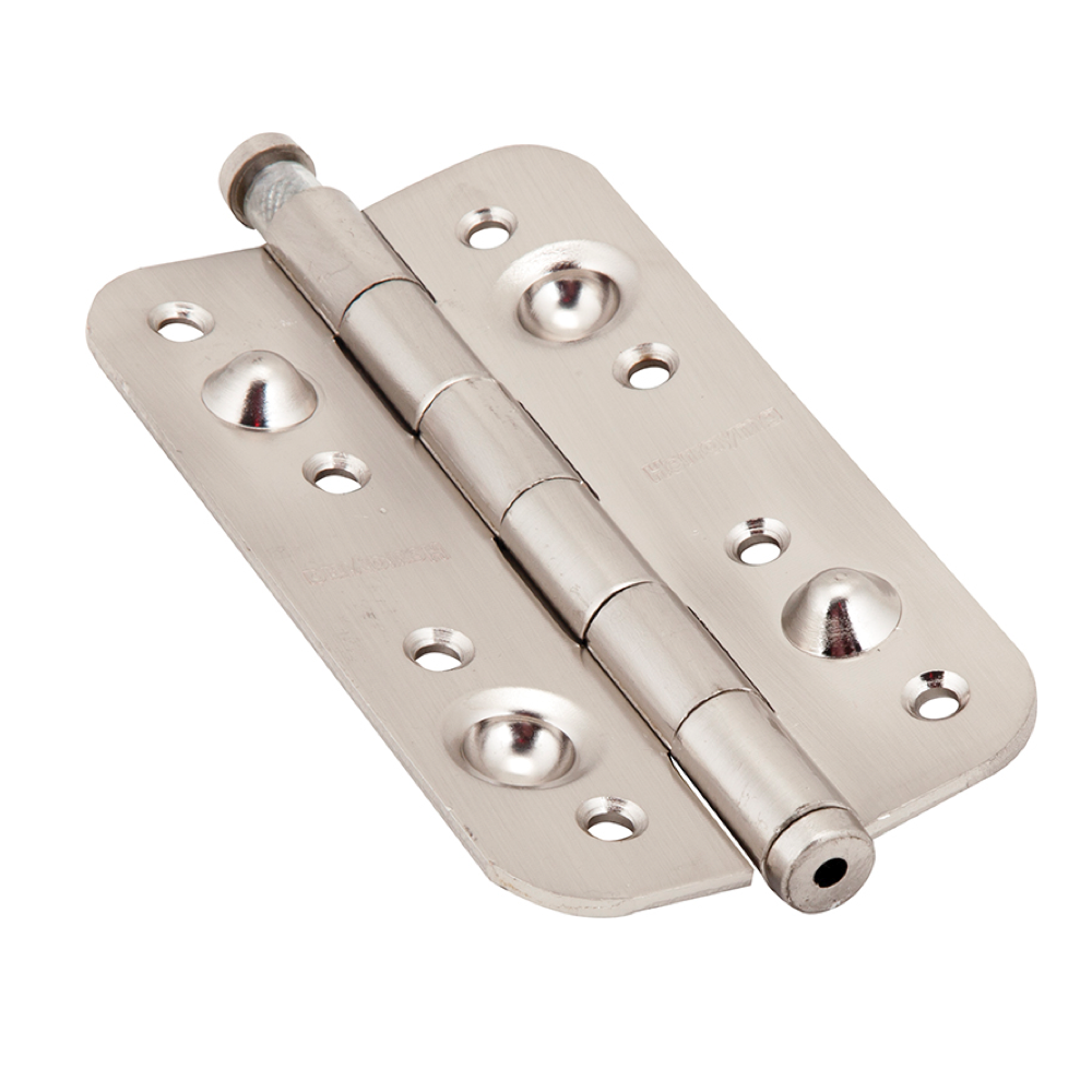 Cerniera speciale ad alta sicurezza a bordo tondo per porte d'ingresso o blindate senza battuta, finitura nichel satinato, altezza 150