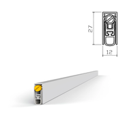 Guarnizione a ghigliottina automatica da incasso in alluminio 12x27 mm da 1000 mm per porta in legno