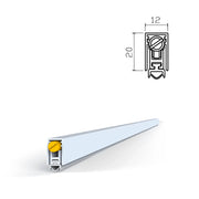 Guarnizione automatica a scomparsa in alluminio e gomma 12x20 mm e 920 mm per porte in legno
