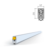Guarnizione automatica a ghigliottina in alluminio e gomma 12x20 mm e 820 mm per porte in legno
