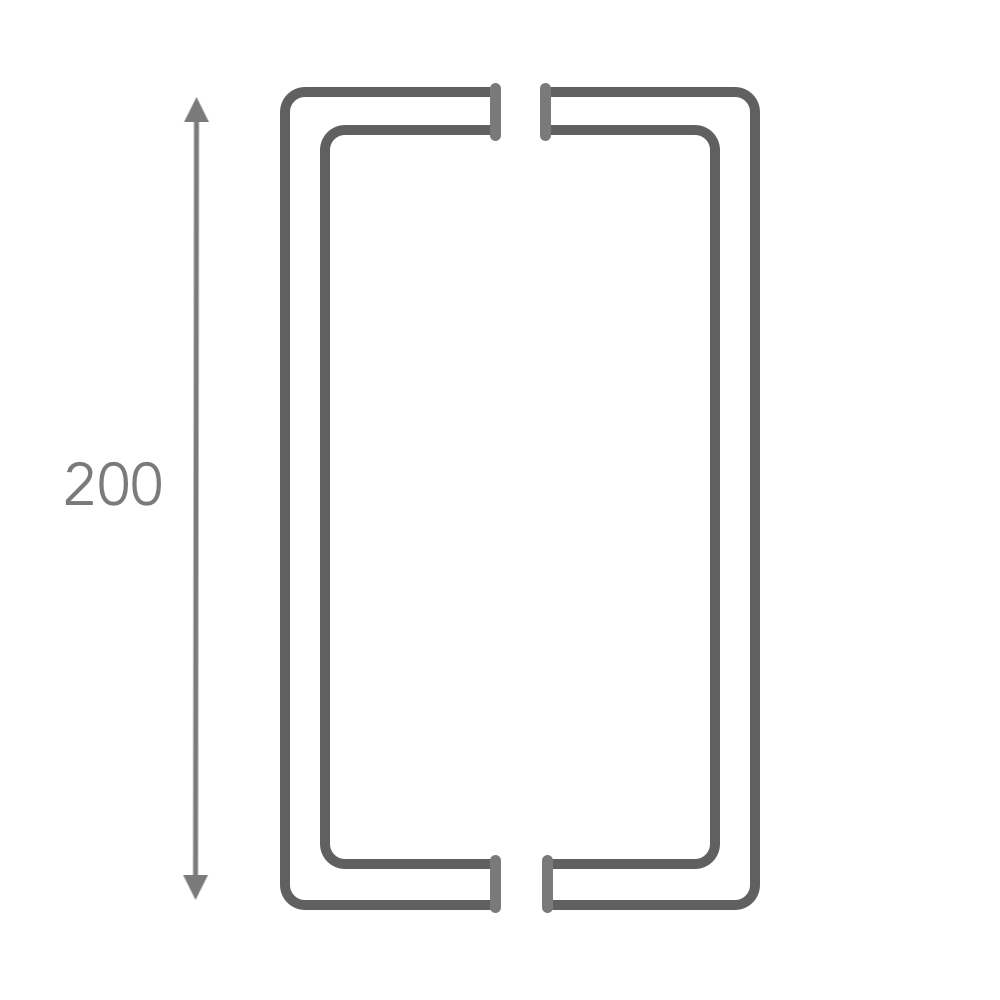 Maniglione in acciaio inox per porta in vetro / legno 200mm modello ARI120