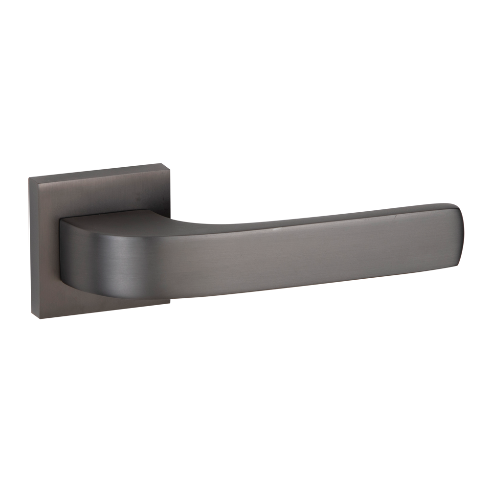 Maniglia in zama modello 710 con rosetta quadrata in finitura grafite per porte