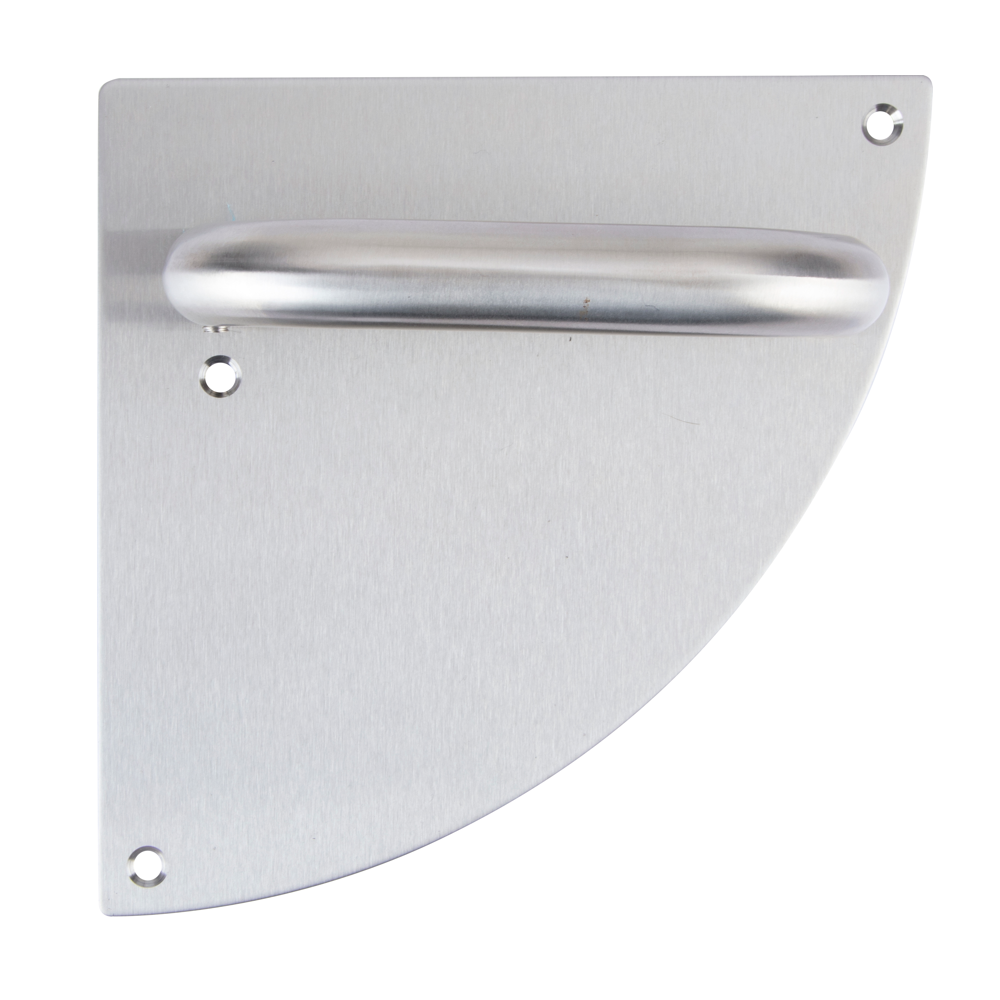 Maniglia modello '4002' in acciaio inossidabile con placca semicircolare per porte