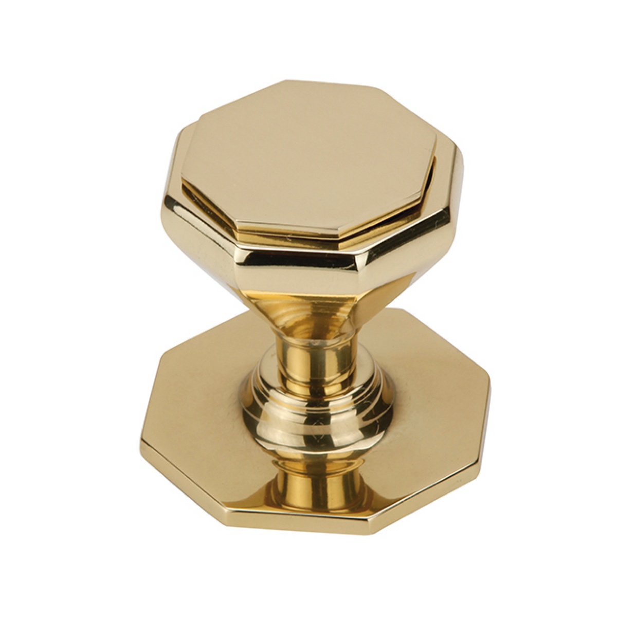 Pomolo ottagonale in ottone con finitura oro lucido per porte d'ingresso