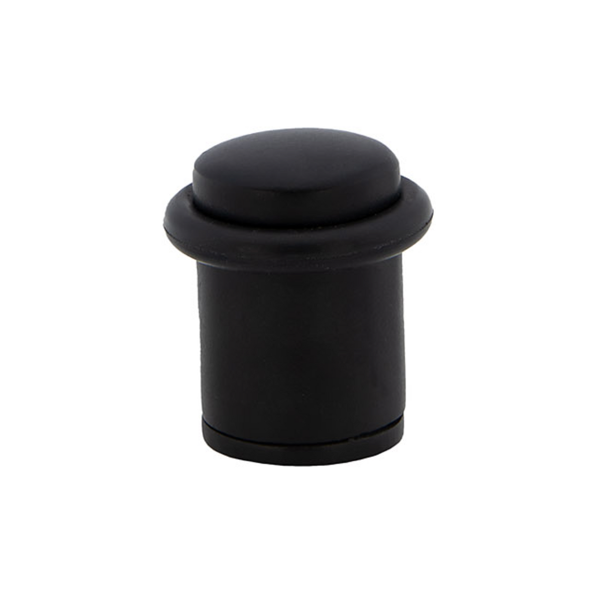 Fermaporta cilindrico nero con ammortizzatore in gomma e 20 mm di diametro