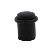 Fermaporta cilindrico nero con ammortizzatore in gomma e 20 mm di diametro