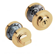 Cilindro con pomolo rotondo e chiave, in ottone satinato da 50 mm per porte