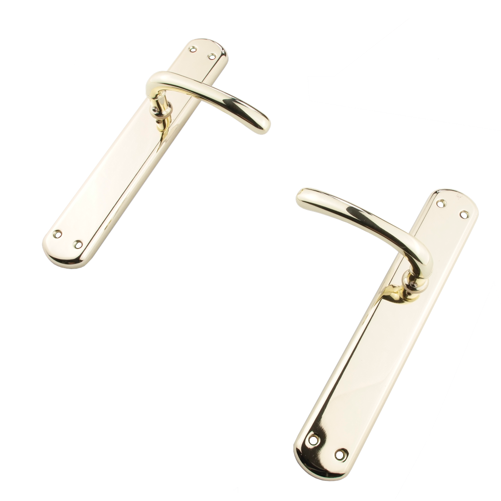 Maniglia modello '6501' in zama finitura oro lucido con placca ovale per porte