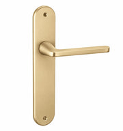 Set di maniglie con placca ovale in alluminio ottonato opaco 250x48 mm per porte