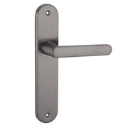 Maniglia con placca ovale in alluminio finitura grafite 250x48 mm