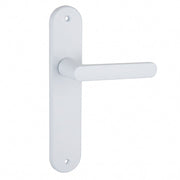 Maniglia con placca ovale in alluminio bianco da 250x48 mm per porte