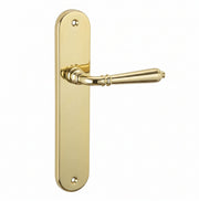 Maniglia con placca ovale in alluminio ottonato lucido 250x48 mm