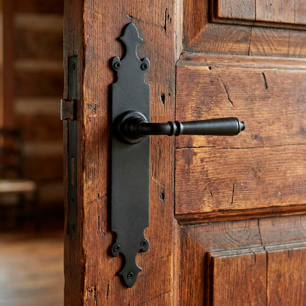 Maniglia modello 'mf400' in alluminio con placca in finitura nero opaco per porte